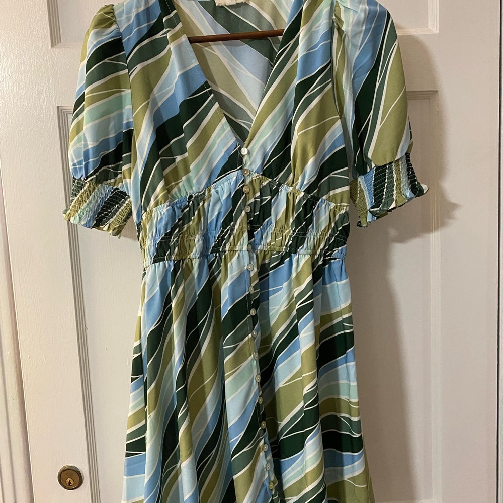 Entro Multicolor Striped V-Neck Dress
